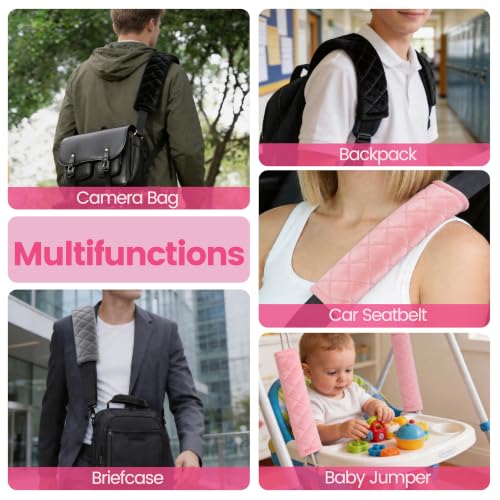 Amooca 2 Pack Seat Belt Covers Soft Shoulder Pad for Cars & Backpack - color: Dirty Pink