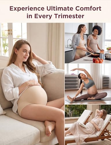 HOFISH Seamless Over-Bump Maternity Underwear, High-Waisted Panties - color: 2pack:black/Pink, size: Medium