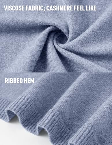 PULI Women's Versatile Knit Shawl Poncho Sweater Button Scarf - color: Dusty Blue