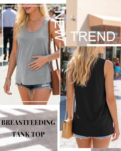 Ficerd 3 Pack Women's Nursing Tank Tops - color: Black, Light Gray, White, size: XX-Large