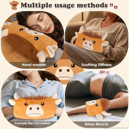 SuzziPad Highland Cow Microwavable Hand Muff for Muscle Tension & Cold Day - style: Highland cow