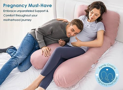 QUEEN ROSE Cooling Pregnancy Pillow, U Shaped Maternity Body Pillow, Pink - color: Pink