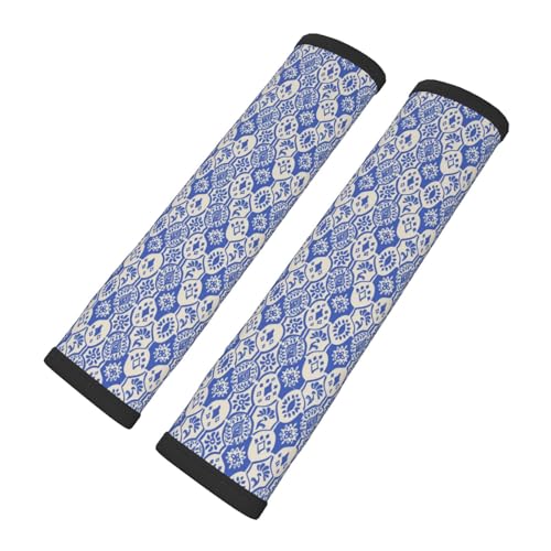 Boho Blue 2PCS Car Seat Belt Cover Pad, Comfortable Soft Bohemian Seatbelt Shoulder & Neck Protection Cushion, Car Accessories Interior,Cars Seat Strap Pads Decor Fit for Cars Trucks Backpack - color: Blue Boho