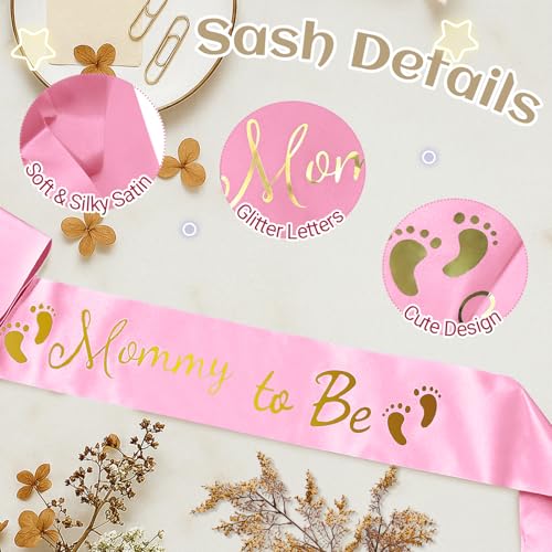 Mommy to Be Sash, Pink Baby Shower Sashes - color: Pink