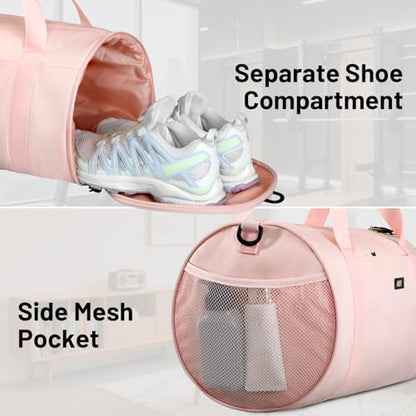 MIER Small Gym Duffle Bag with Shoe Compartment & Wet Pocket, 24L, Pink - color: pink, size: 24L