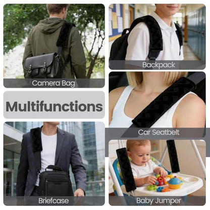 Amooca 2 Pack Seat Belt Covers Soft Shoulder Pad for Cars & Backpack - color: Black Braid Pattern