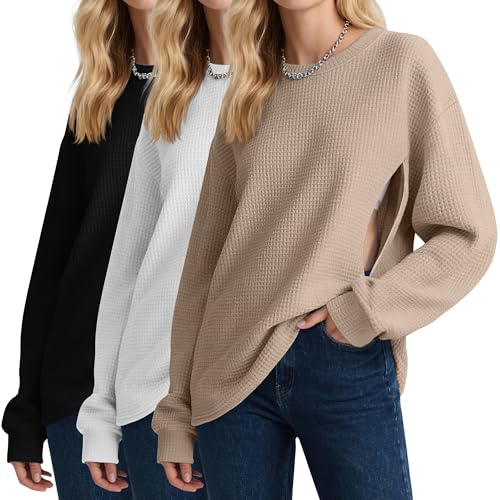 Oakgarden 3 Pack Women's Oversized Nursing Tops - color: Khaki, White, Black, size: XX-Large