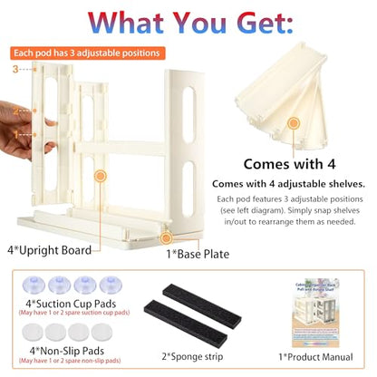 Medicine Organizer 2 Three-Decker Shelves Cabinet Storage Rack Organizer - color: Natural White