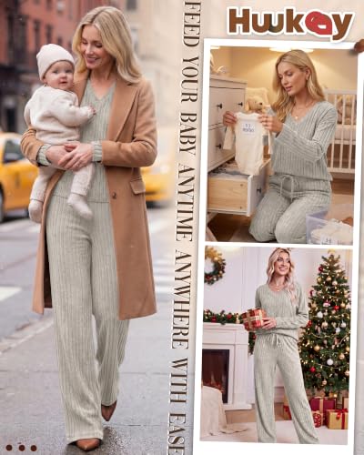 Huukeay 2 Piece Postpartum Nursing Sets - color: Apricot, size: Small