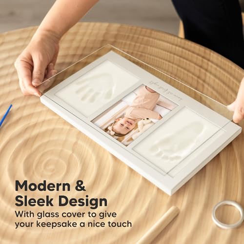 KeaBabies Baby Hand and Footprint Kit, Clay Keepsake Frame (Barnwood) - color: Barnwood, size: Duo Frame, 13" x 7.8"