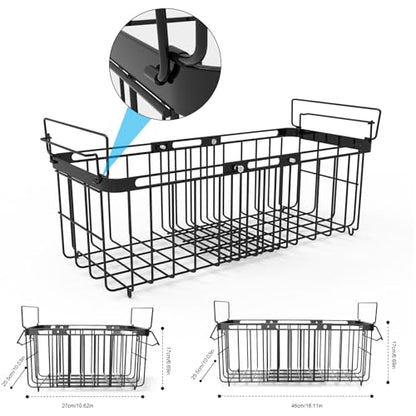 Freezer Organizer Bins, 2 Pack Expandable Stackable Hangable Chest Freezer Containers with Handles, Adjustable From 10.3" to 14.2" Storage Baskets for Fridge, Deep Freezer, Cabinet, Pantry, Kitchen - size: Large