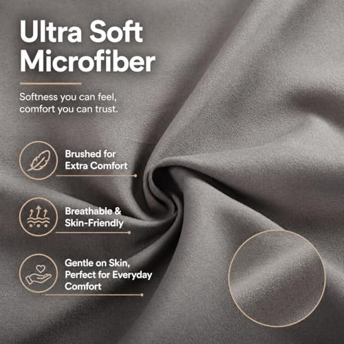 EVOLIVE Body Pillow Cover 21"x54", Microfiber Hidden Zipper (Charcoal Grey) - color: Charcoal Grey