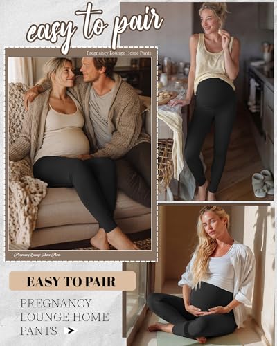 3 Pack Women's Maternity Pants Home Lounge Pajamas - color: Black, Black, Black, size: X-Large