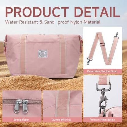 WALNEW Travel Duffel Bag, Weekender Overnight Bag for Women, Pink - color: Pink