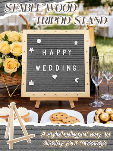 10×10" Light up Felt Letter Board, Custom Message, First Day of School Sign - color: Grey