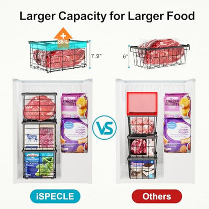 iSPECLE Chest Freezer Organizer - Large Baskets for 5 to 7 Cu.Ft, 3 Pack - color: 3-Pack Black