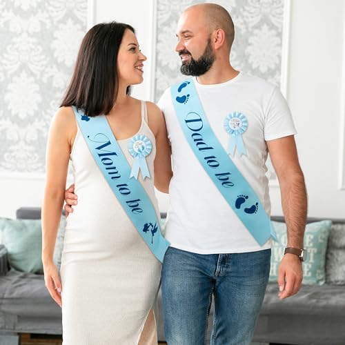 4Pcs Stork Maternity Sash Set for Mom to Be & Dad to Be Baby Shower