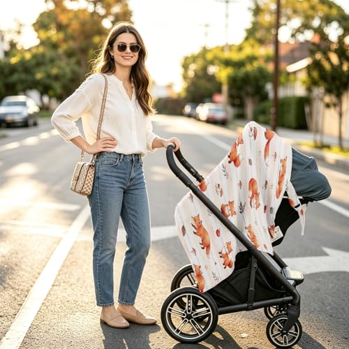 Fox Nursing Covers for Breastfeeding New Mom Feeding Cover for Breastfeeding Portable Breathable Baby Nursing Covers - color: fox