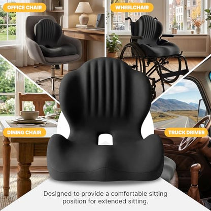 Ergonomic Seat Cushion with L-Shaped Design for Office Chair (Black) - color: Black
