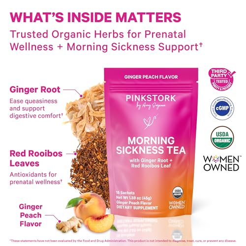 Pink Stork Morning Sickness Support Kit, 3-Piece Bundle with Tea + Sweets