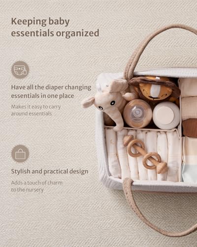 Blissful Diary Diaper Caddy Organizer, Woven Cotton Rope, Earthy Rainbow - color: Earthy Rainbow
