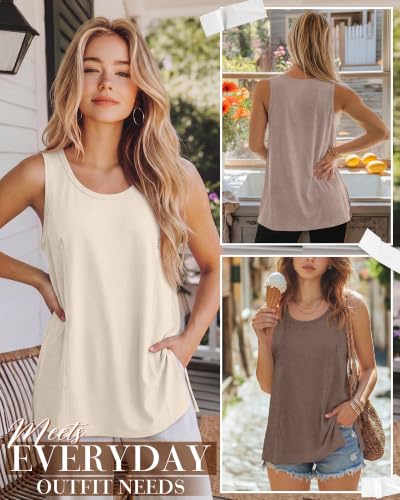 Huukeay 3 Pack Women's Oversized Nursing Tank Tops - color: Cream, Mocha, Light Camel, size: Medium
