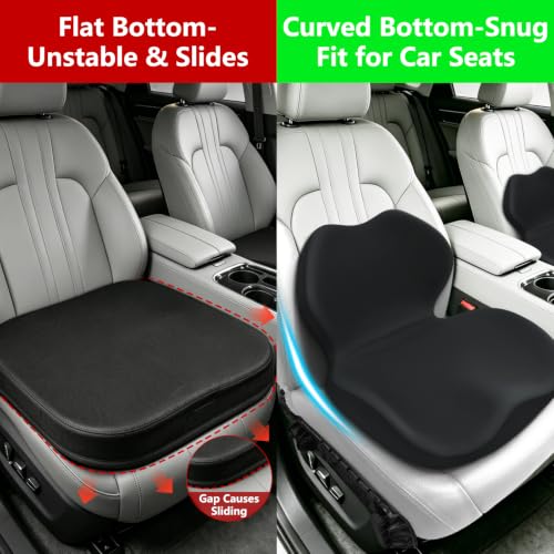 Memory Foam Car Seat Cushion with Lumbar Support Pillow,Driver Seat Cushion - color: Black
