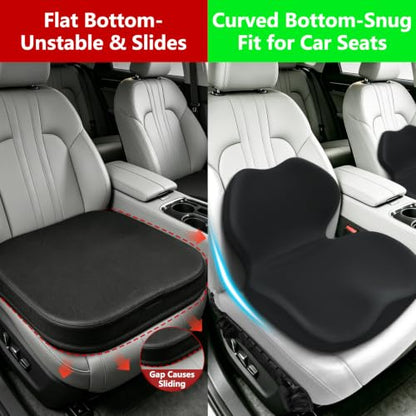 Memory Foam Car Seat Cushion with Lumbar Support Pillow,Driver Seat Cushion - color: Black