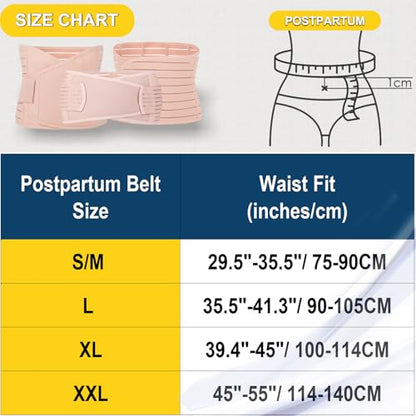 ChongErfei 3 in 1 Postpartum Belly Wrap Recovery Band Belt Abdominal Binder - color: Beige, size: S/M