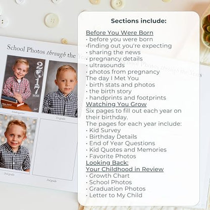 Duncan & Stone Childhood Memory Book for Kids, Prompts, Sky Blue - color: Sky Blue
