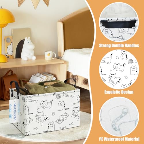 Rectangular Collapsible Cat Storage Basket Nursery Toy Organizer - color: Rec Cat
