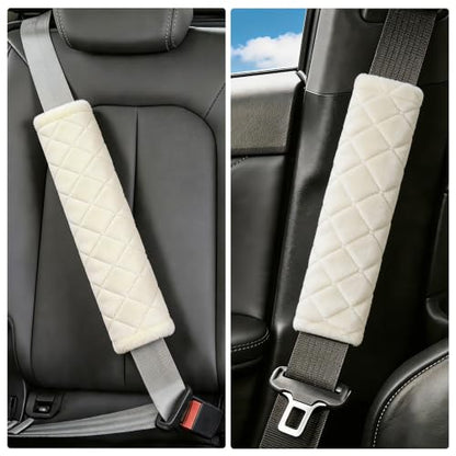 Amooca 2 Pack Seat Belt Covers Soft Shoulder Pad for Cars & Backpack - color: Off White
