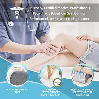 foverhom Memory Foam Knee Pillow Orthopedic Leg Support Grey - color: Grey-thigh Circumference Under 26″ (66cm)
