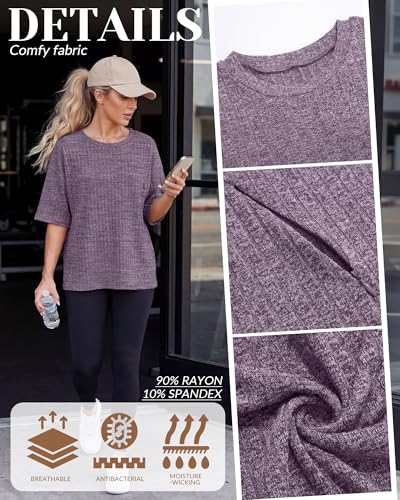 Huukeay 4 Pack Women's Nursing Shirts - color: Purple, Blue, Light Coffee, Black, size: XX-Large