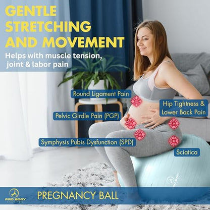 ProBody Pilates Pregnancy Ball with Guide - Birthing Ball - color: Mist, size: 75 cm: 5'10" +