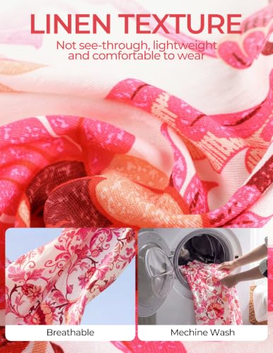 Kate Kasin Womens Summer Fall Boho Maxi Wedding Guest Dresses with Pockets - color: White and Rose Red Floral, size: Medium