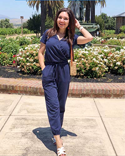 PRETTYGARDEN Jumpsuits for Women Casual Summer Romper - color: Navy, size: Small