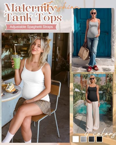 4 Pack Maternity Tank Tops - color: White, Light Gray, Dark Gray, Black, size: XX-Large