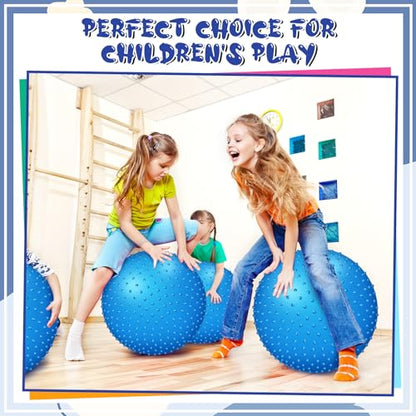 Large Sensory Massage Ball Bouncy Exercise Ball with Spikes, 22" - color: blue