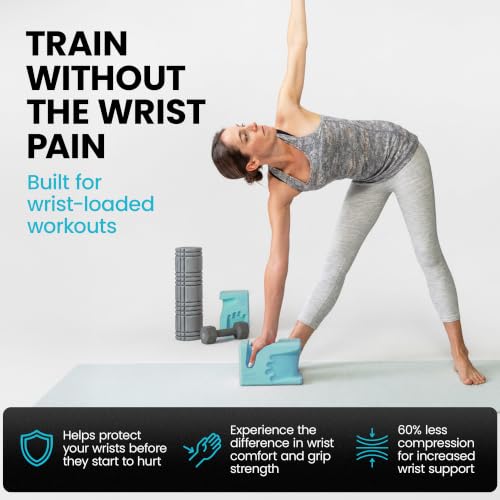 WRISTBuddy® Yoga Blocks 2 Pack, High Density Non-Slip, Hand-Shaped Design - color: Aqua