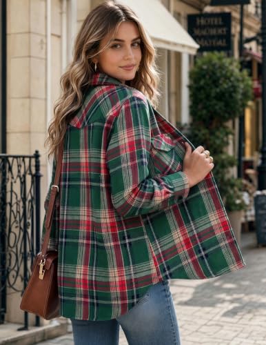 Zeagoo Fall Clothes Women Plaid Shirt Flannel Long Sleeve Button Up Shacket
