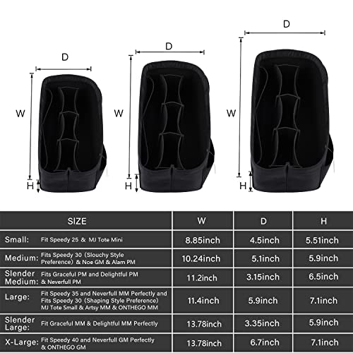 ZTUJO Purse Organizer Insert, Felt Bag Organizer For Handbag Purse Organizer,13 Colors, 6 Size (Medium, Silky Black) - color: Silky Black, size: Medium
