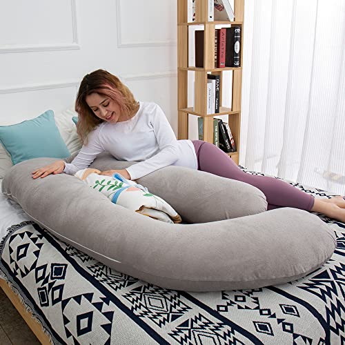 60 Inch Pregnancy Pillows for Sleeping (Grey) - color: Grey