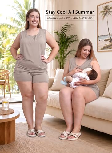 Rnxrbb 4 PCS Hospital&Home Nursing Pajamas Robe Set Maternity Postpartum Pj - color: Beige, size: X-Large