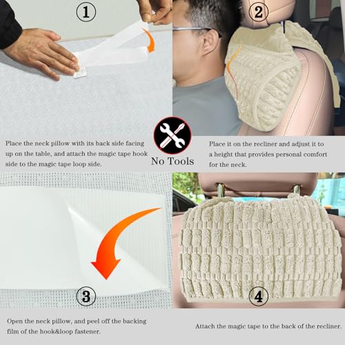 Memory Foam Recliner Neck Pillow. - color: Cream, size: 17"W x 2.7"D