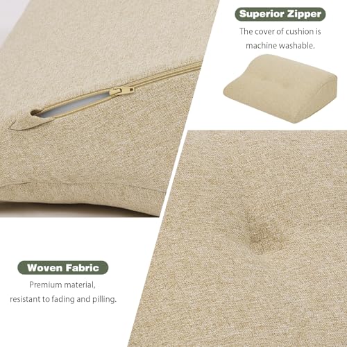 baibu Patented Dual-Layer Memory Foam Lumbar Pillow for Recliner, Beige - color: Beige