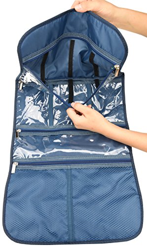 Freegrace Premium Hanging Toiletry Bag for Travel, Cosmetic Bag Organizer - color: Dark Blue