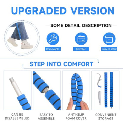 Fanwer Metal Long Shoe Horn with Dressing Stick - Shoe Horn Long Handle for Seniors, Disabled, Elderly | Adjustable Dressing Aid for Post-Surgery, Limited Mobility | Sock Remover & Shoe Helper Tool