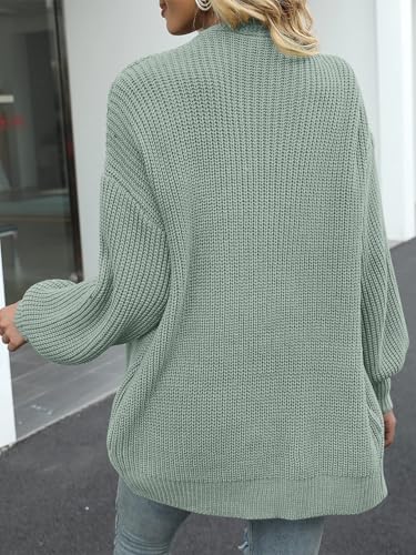 MEROKEETY Long Sleeve Oversized Cardigan Sweaters for Women - color: Sage, size: Small