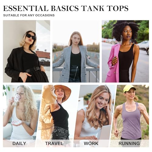 TVKSOM 5 Pack Basic Ribbed Tank Tops for Women Layering Undershirts - color: 5pack Dark Red,light Gray,navy,white,black, size: Medium